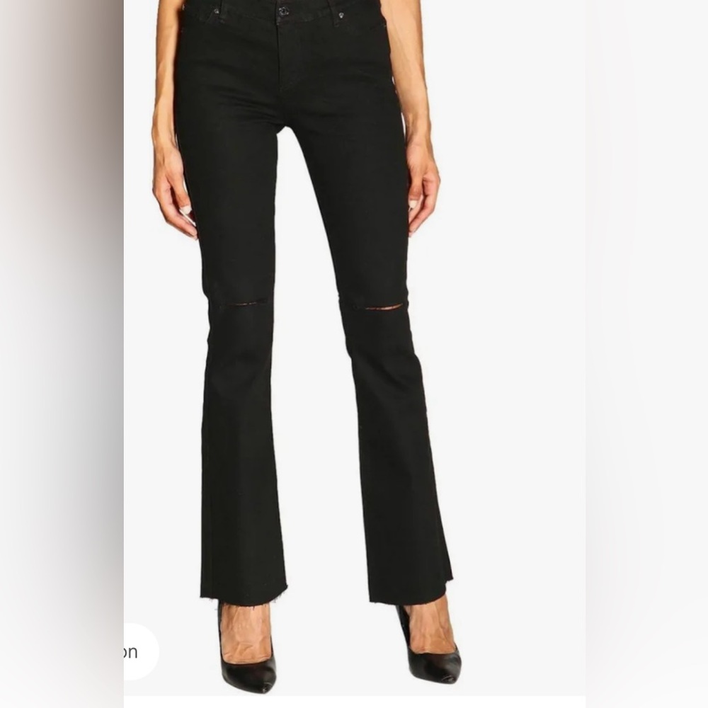 Armani Exchange J65 Black Flare Jeans raw hem